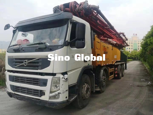 Red Used Concrete Pump Truck With Volve Chassis 56m / 6 Section