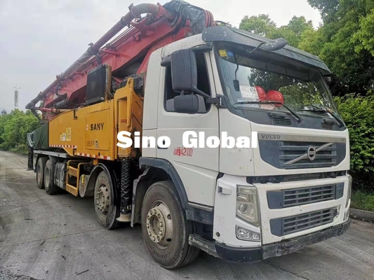 Red Used Concrete Pump Truck With Volve Chassis 56m / 6 Section