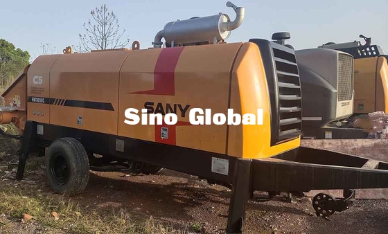 Yellow Used Concrete Trailer Pump HBT8018C Sany 180kw 2200rpm