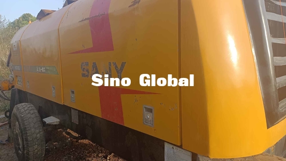 Yellow Used Sany Trailer Mounted Concrete Pump 180KW HBT8018C