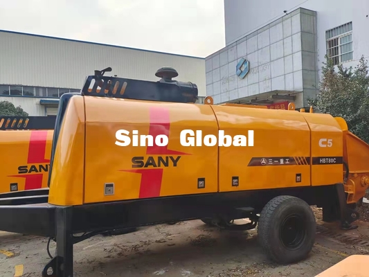 HBT6013 Sany Used Trailer Mounted Concrete Pump 90KW S Valve Type