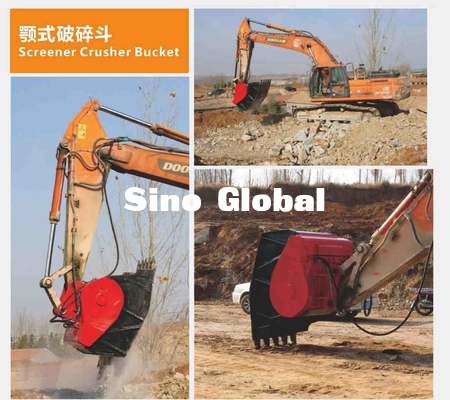 Komatsu Sany CAT Excavator Buckets And Attachments , Screener Crusher Bucket